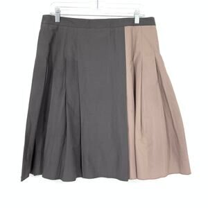 FABIANA FILIPPI Skirt Women's Size L Colorblock Pleated A-Line Gray Pink